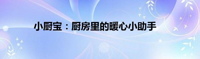 小厨宝：厨房里的暖心小助手