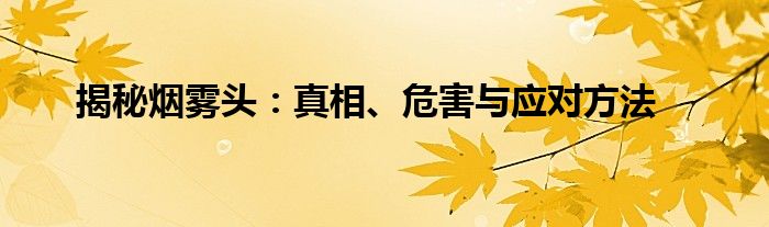 揭秘烟雾头：真相、危害与应对方法