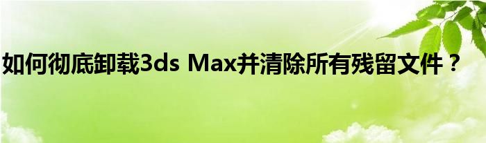 如何彻底卸载3ds Max并清除所有残留文件？