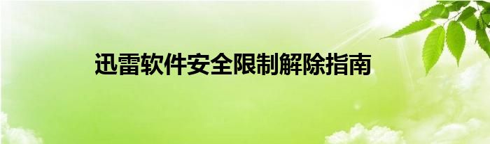 迅雷软件安全限制解除指南