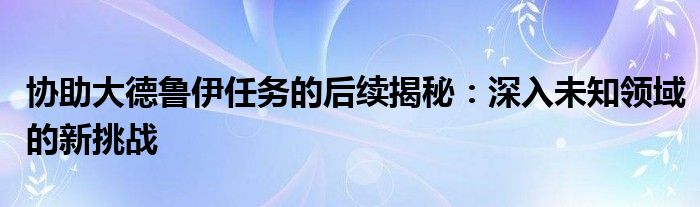 协助大德鲁伊任务的后续揭秘：深入未知领域的新挑战