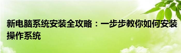 新电脑系统安装全攻略：一步步教你如何安装操作系统