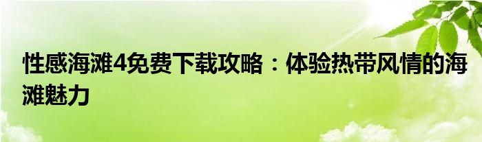 性感海滩4免费下载攻略：体验热带风情的海滩魅力