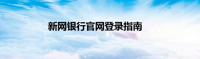 新网银行官网登录指南