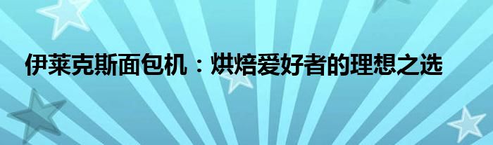 伊莱克斯面包机：烘焙爱好者的理想之选