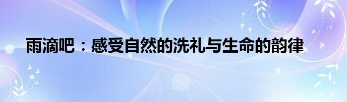 雨滴吧：感受自然的洗礼与生命的韵律