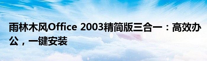 雨林木风Office 2003精简版三合一：高效办公，一键安装