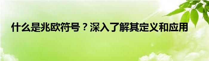 什么是兆欧符号？深入了解其定义和应用