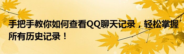 手把手教你如何查看QQ聊天记录，轻松掌握所有历史记录！