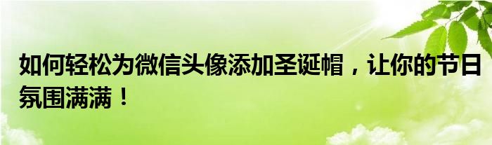 如何轻松为微信头像添加圣诞帽，让你的节日氛围满满！