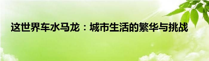 这世界车水马龙：城市生活的繁华与挑战