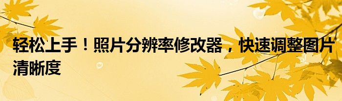 轻松上手！照片分辨率修改器，快速调整图片清晰度