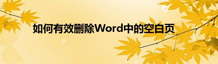 如何有效删除Word中的空白页