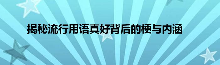 揭秘流行用语真好背后的梗与内涵