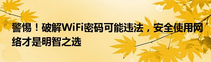 警惕！破解WiFi密码可能违法，安全使用网络才是明智之选