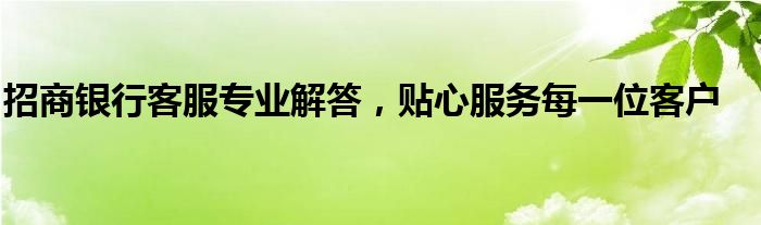 招商银行客服专业解答，贴心服务每一位客户