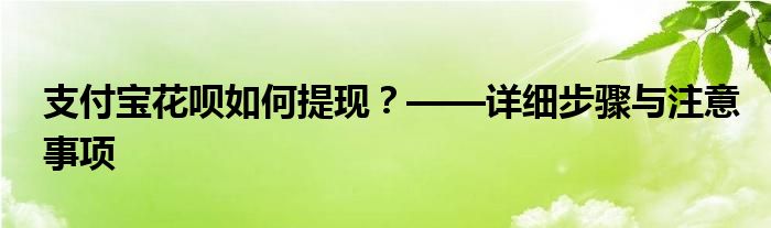 支付宝花呗如何提现？——详细步骤与注意事项