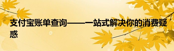 支付宝账单查询——一站式解决你的消费疑惑