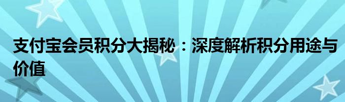 支付宝会员积分大揭秘：深度解析积分用途与价值