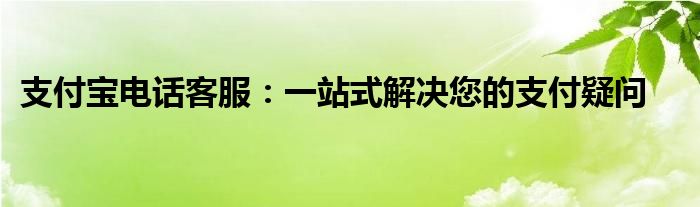 支付宝电话客服：一站式解决您的支付疑问