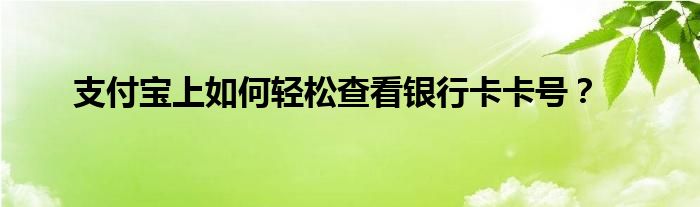 支付宝上如何轻松查看银行卡卡号？