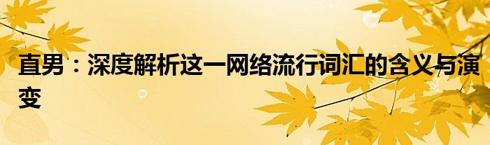 直男：深度解析这一网络流行词汇的含义与演变