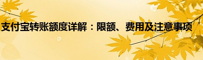 支付宝转账额度详解：限额、费用及注意事项