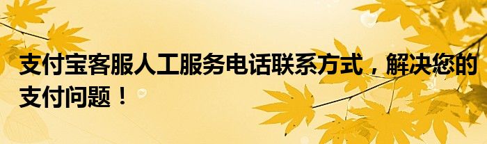 支付宝客服人工服务电话联系方式，解决您的支付问题！