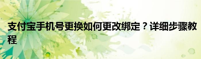 支付宝手机号更换如何更改绑定？详细步骤教程