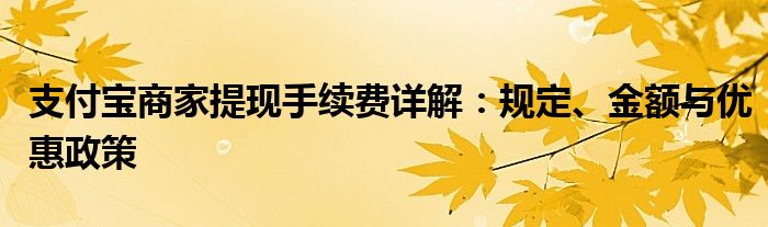 支付宝商家提现手续费详解：规定、金额与优惠政策