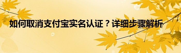 如何取消支付宝实名认证？详细步骤解析