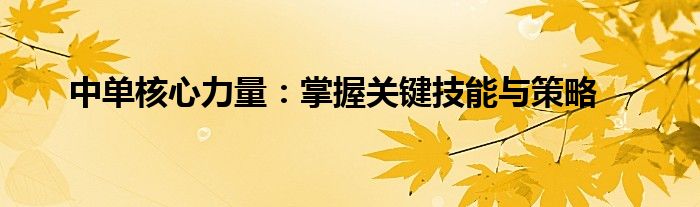 中单核心力量：掌握关键技能与策略